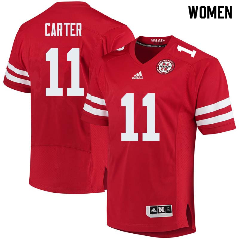 Women #11 Cethan Carter Nebraska Cornhuskers College Football Jerseys Sale-Red - Click Image to Close